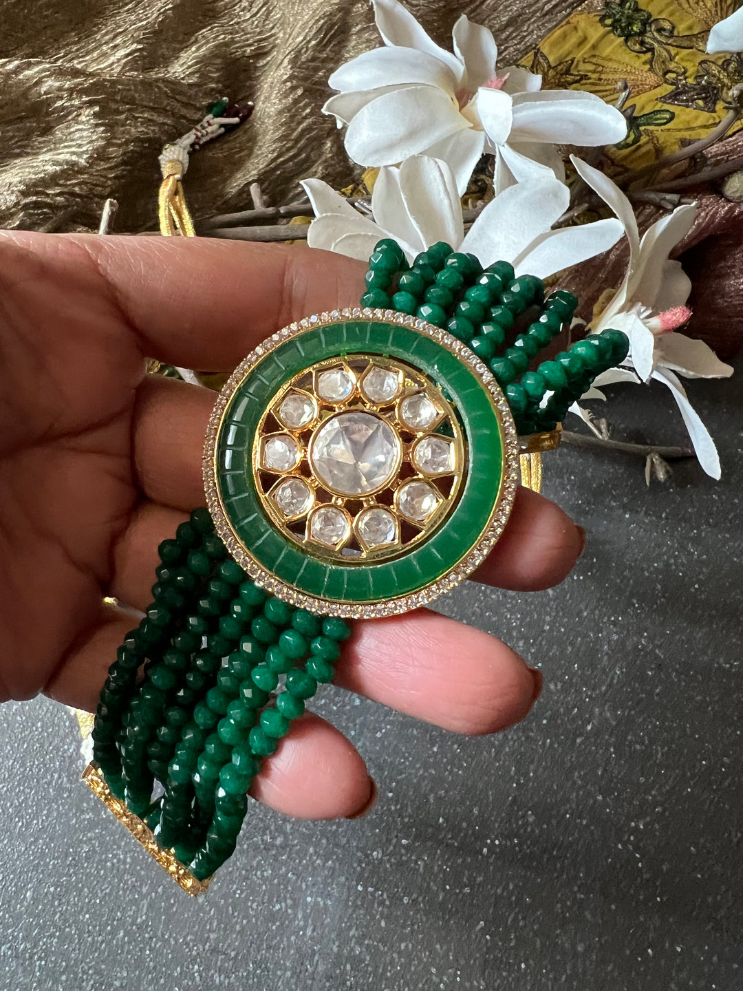 Victorian Kundan Choker Necklace with Earrings