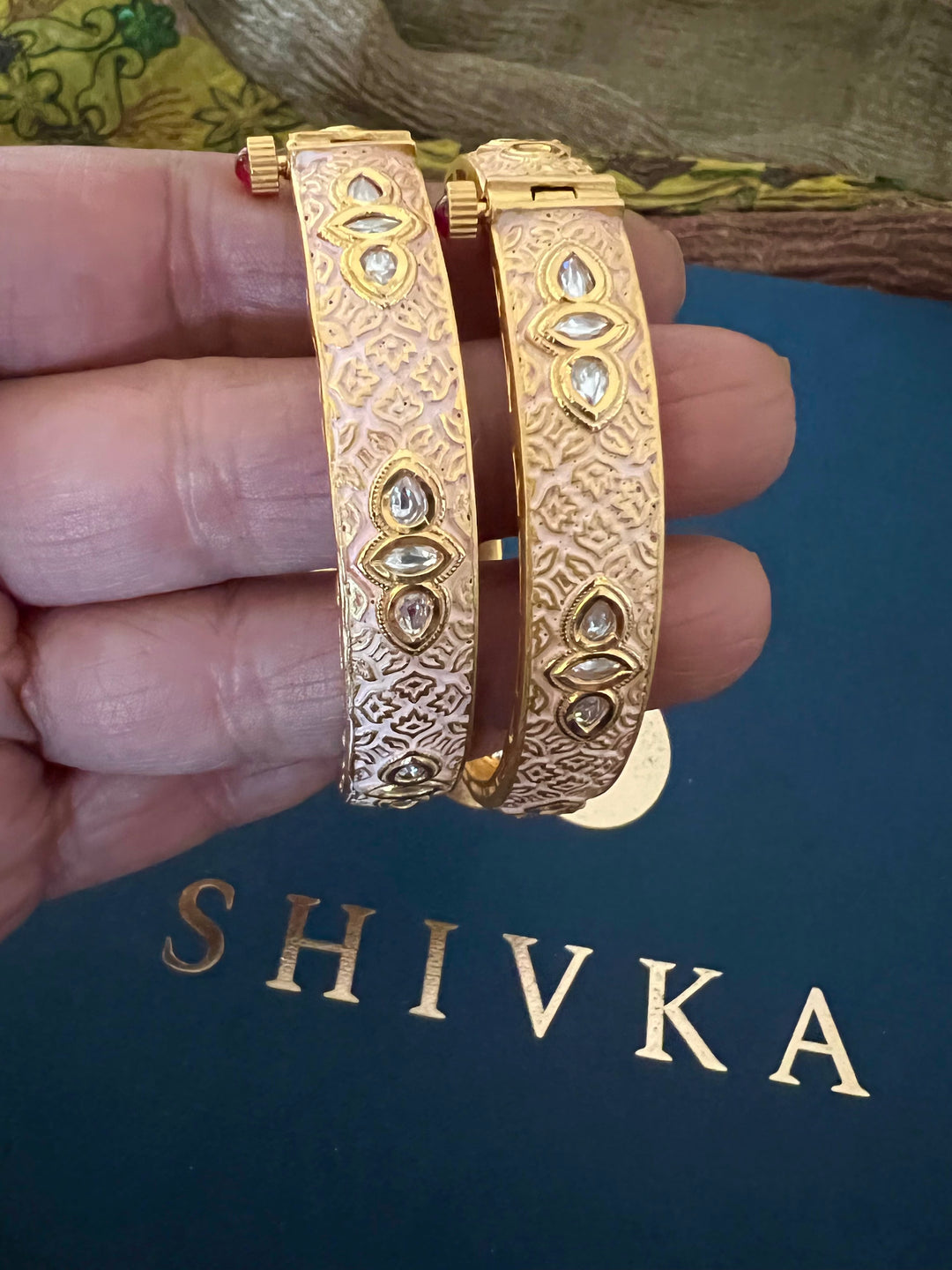 Classic Pink Kundan Meenakari Bangles- Set of 2