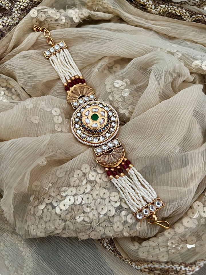 Pearls and Gold Kundan Bracelet - SHIVKA