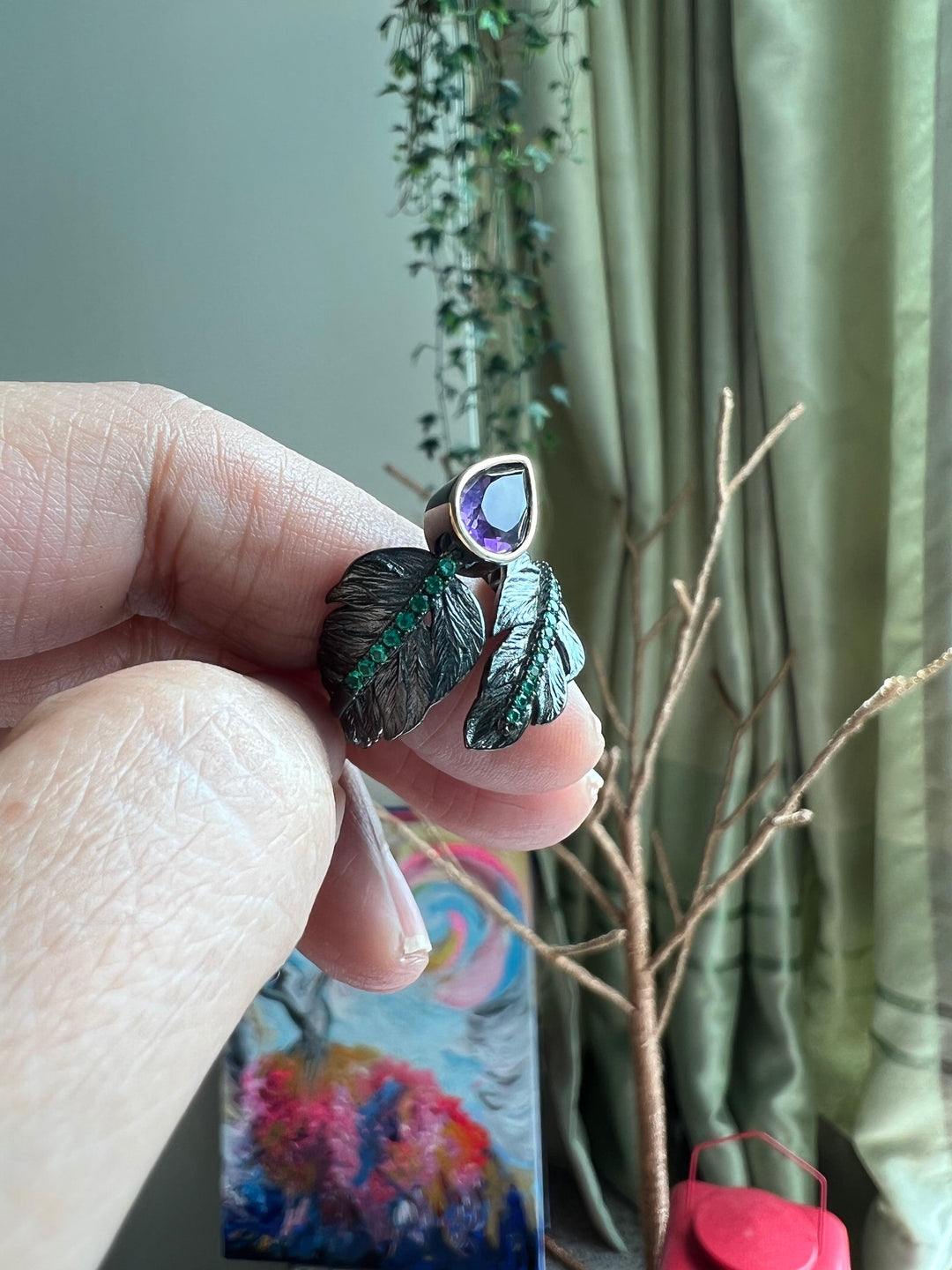 Vintage Pure 925 Silver Amethyst  Ring - SHIVKA