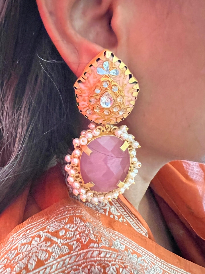Pink Gemstone Earrings - SHIVKA