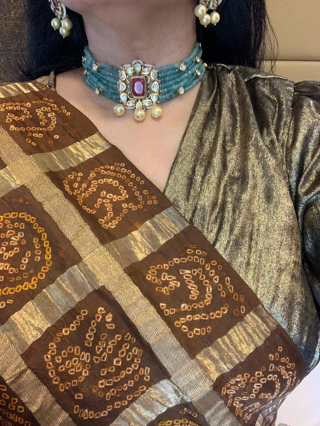 Royal Kundan Choker with Studs - SHIVKA