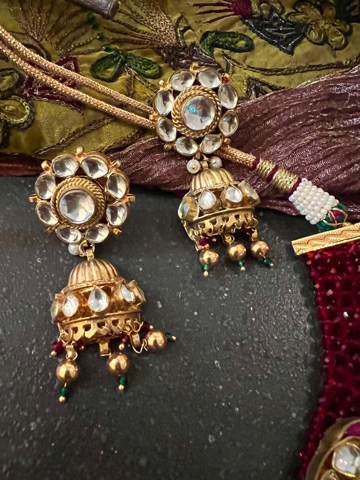 Maroon Chatai Choker with Earrings