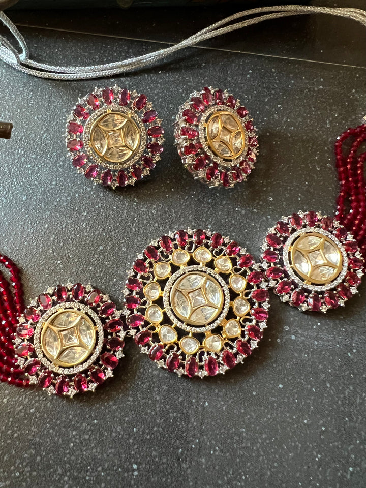 Victorian Kundan Choker Necklace with Earrings