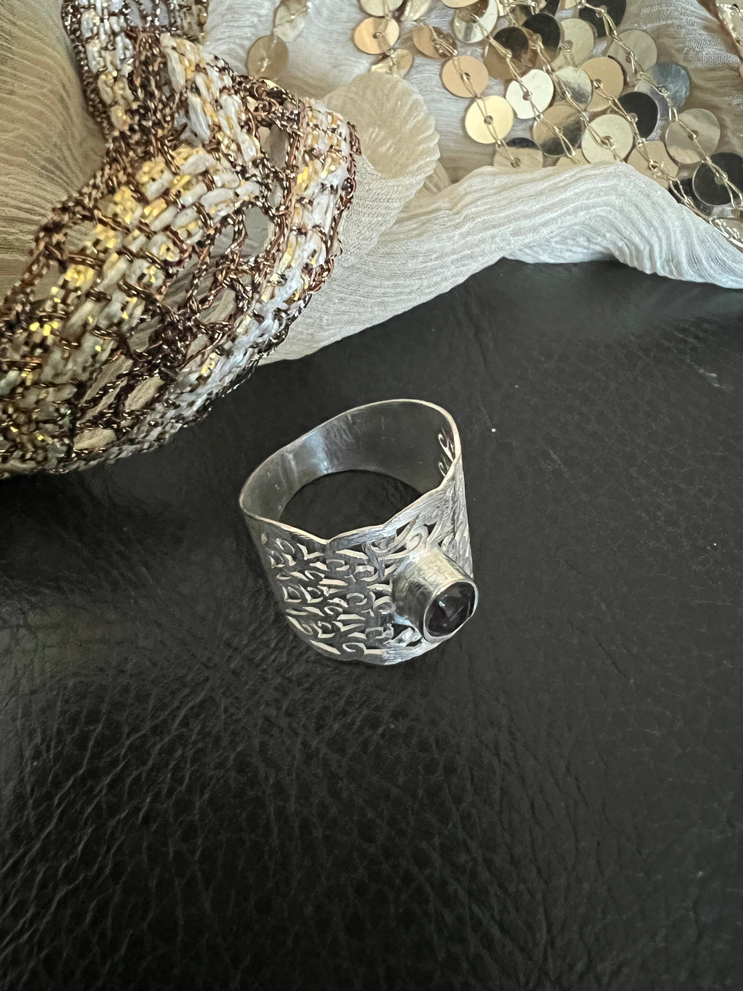 Beautiful Cut-work Quartz Ring