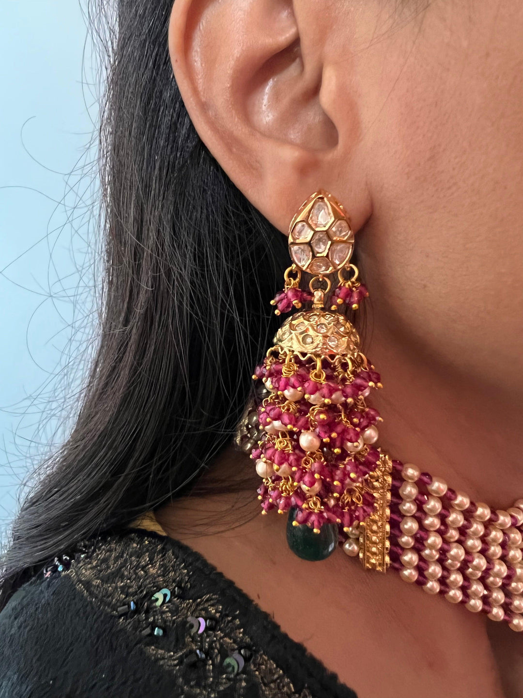 Kundan Choker with Statement Earrings - SHIVKA