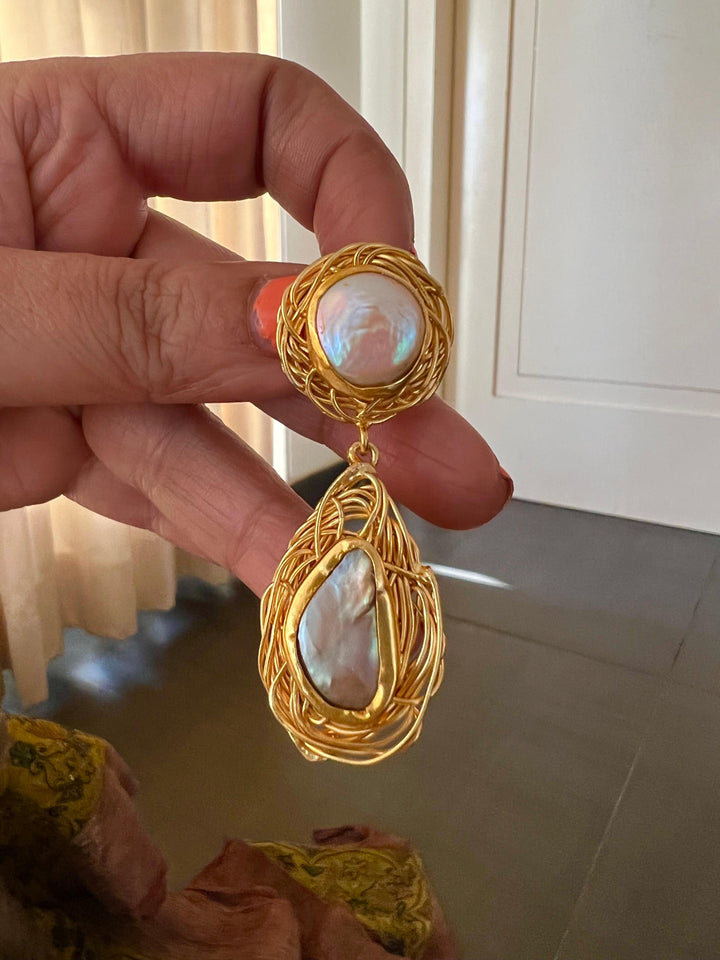 Vintage Mother of Pearl Earrings - SHIVKA