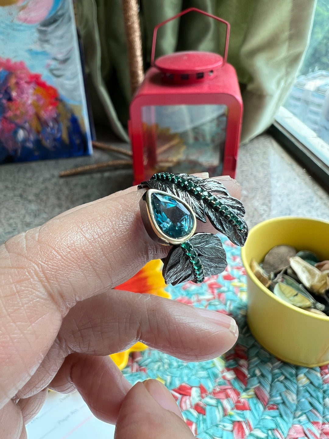 Vintage Pure 925 Silver Blue Topaz Ring - SHIVKA