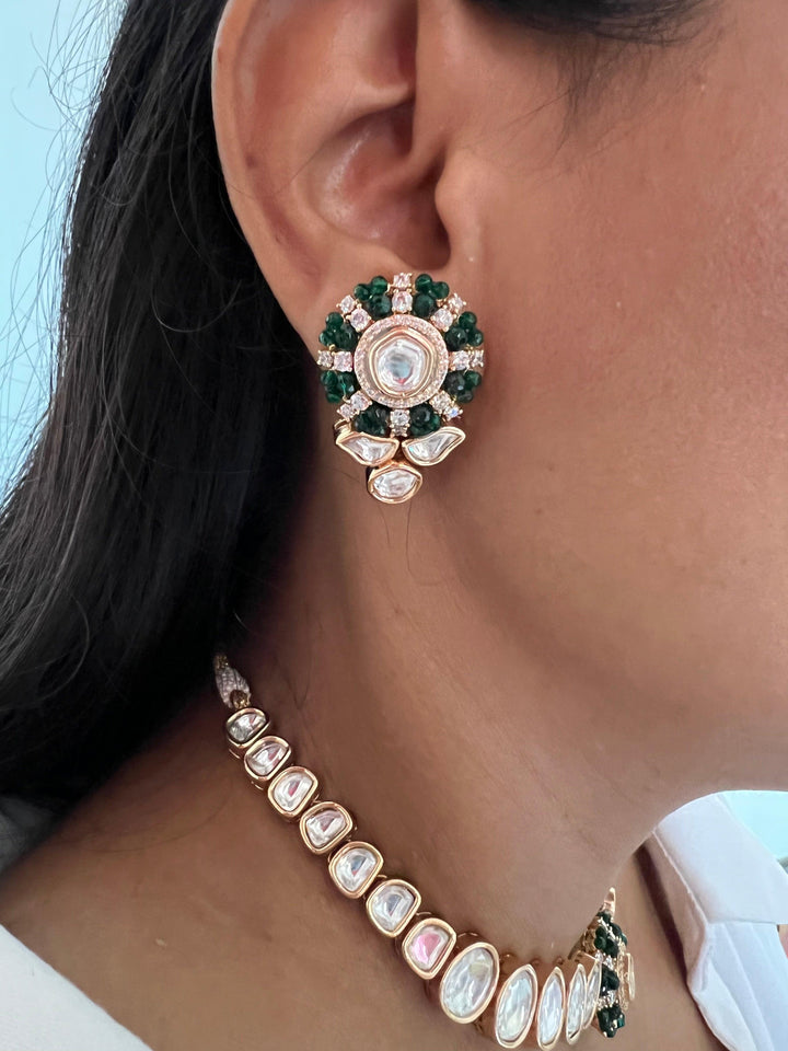 Timeless Kundan Necklace with Statement Earrings - SHIVKA