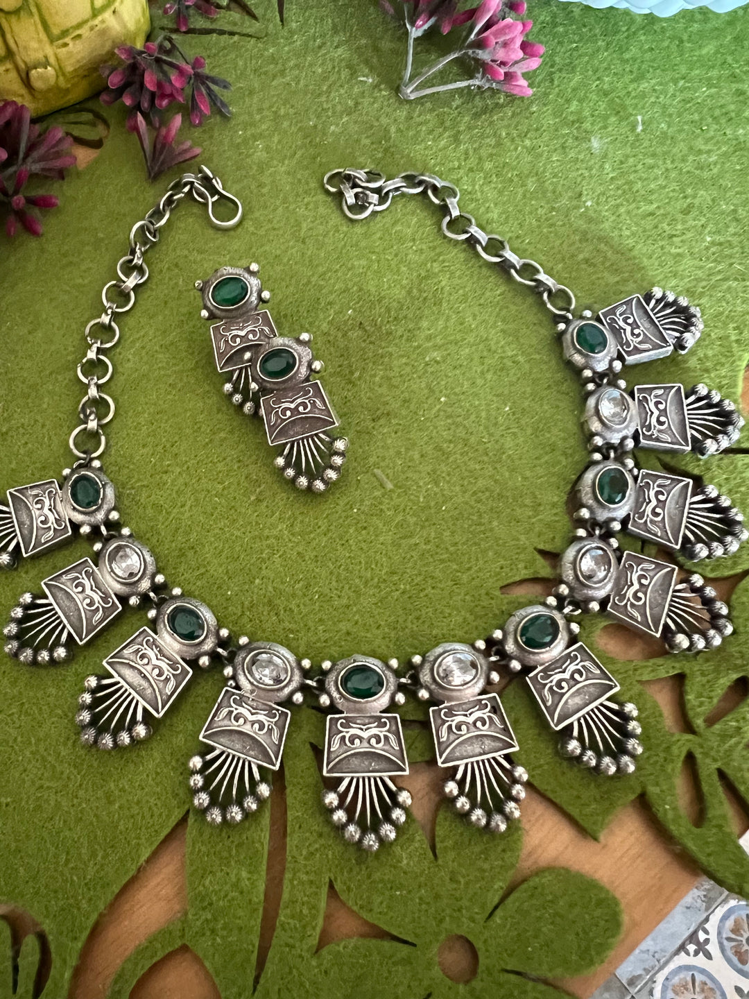 Antique Collar Necklace with Statement Studs