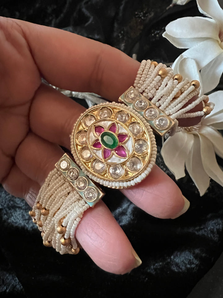 Pearls and Gold Kundan Bracelet