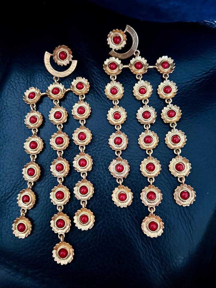 SHIVKA Scintillating Coral Flowers Danglers