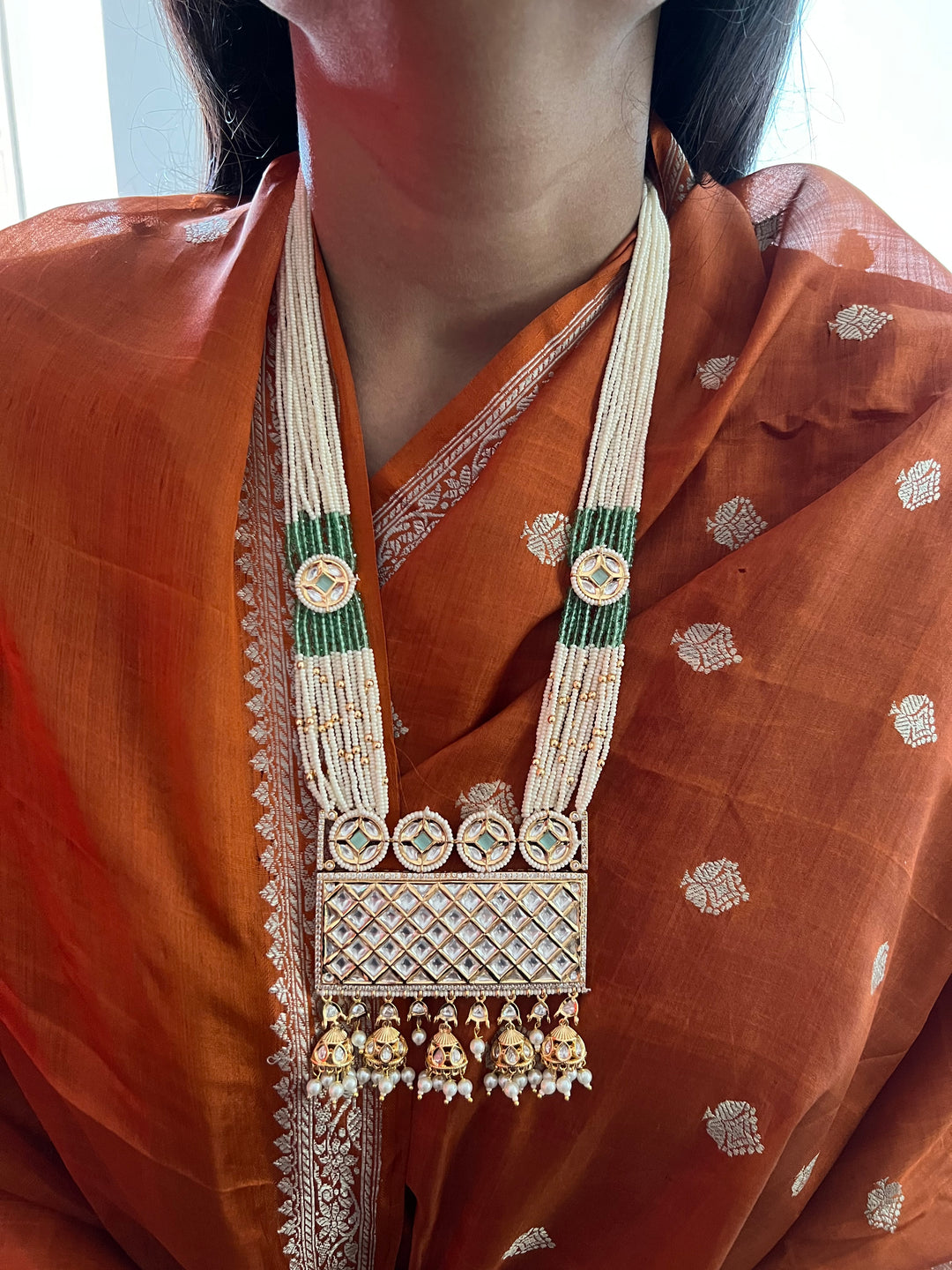 Beautiful Kundan Long Necklace with Statement Earrings