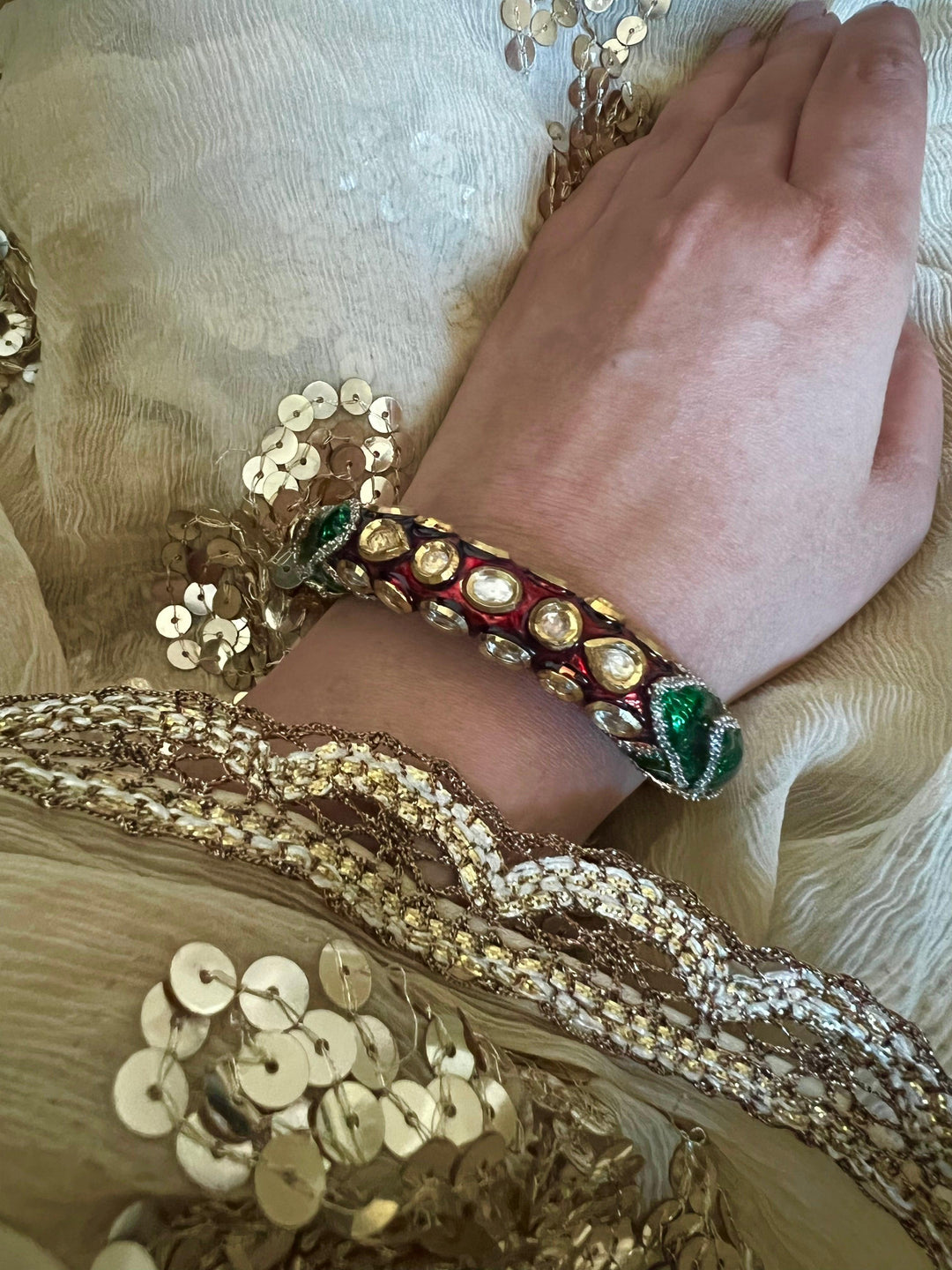 Vintage Enamelled Kundan Bracelet - SHIVKA