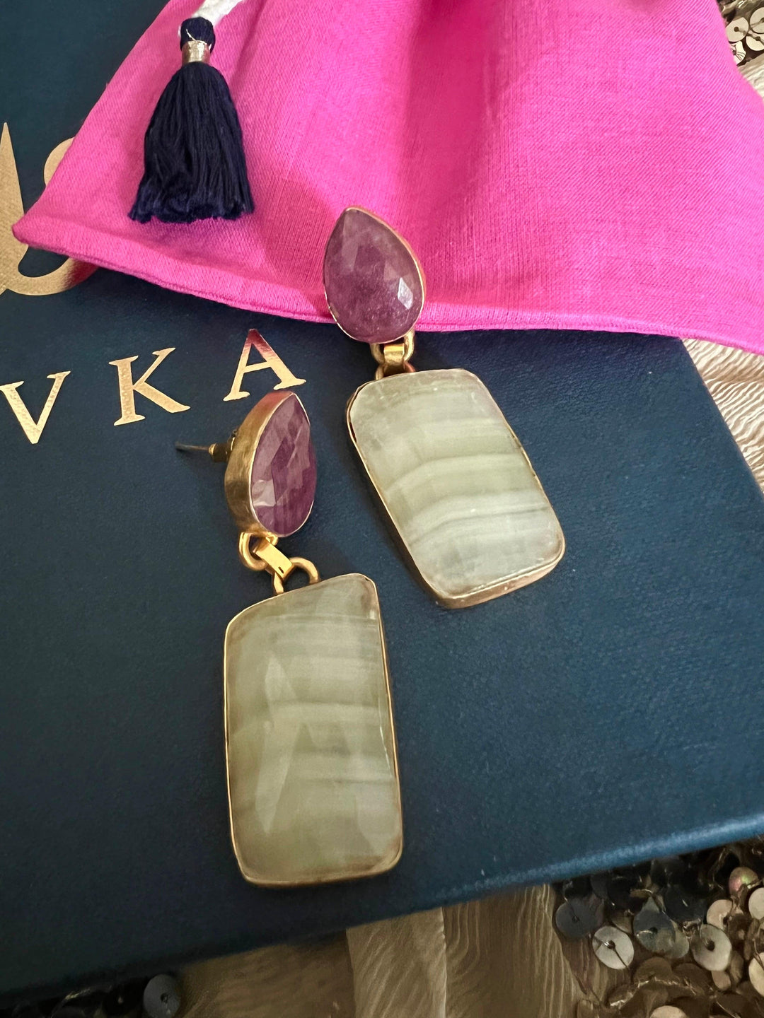 Premium Ruby and Sapphire Earrings - SHIVKA