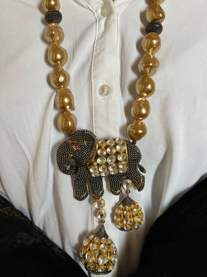Baroque Necklace with Statement Earrings