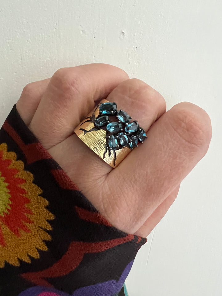 Designer Pure Silver Blue Topaz Ring