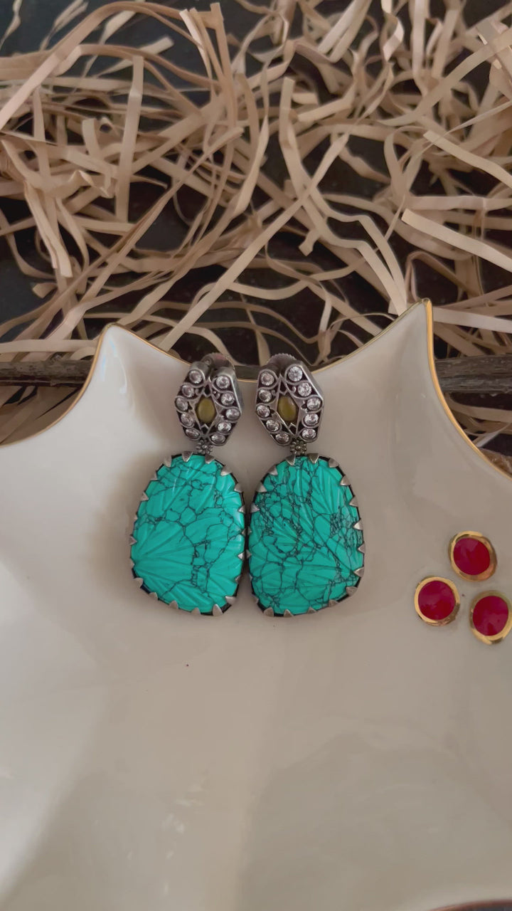 Vintage Carved Stone Danglers