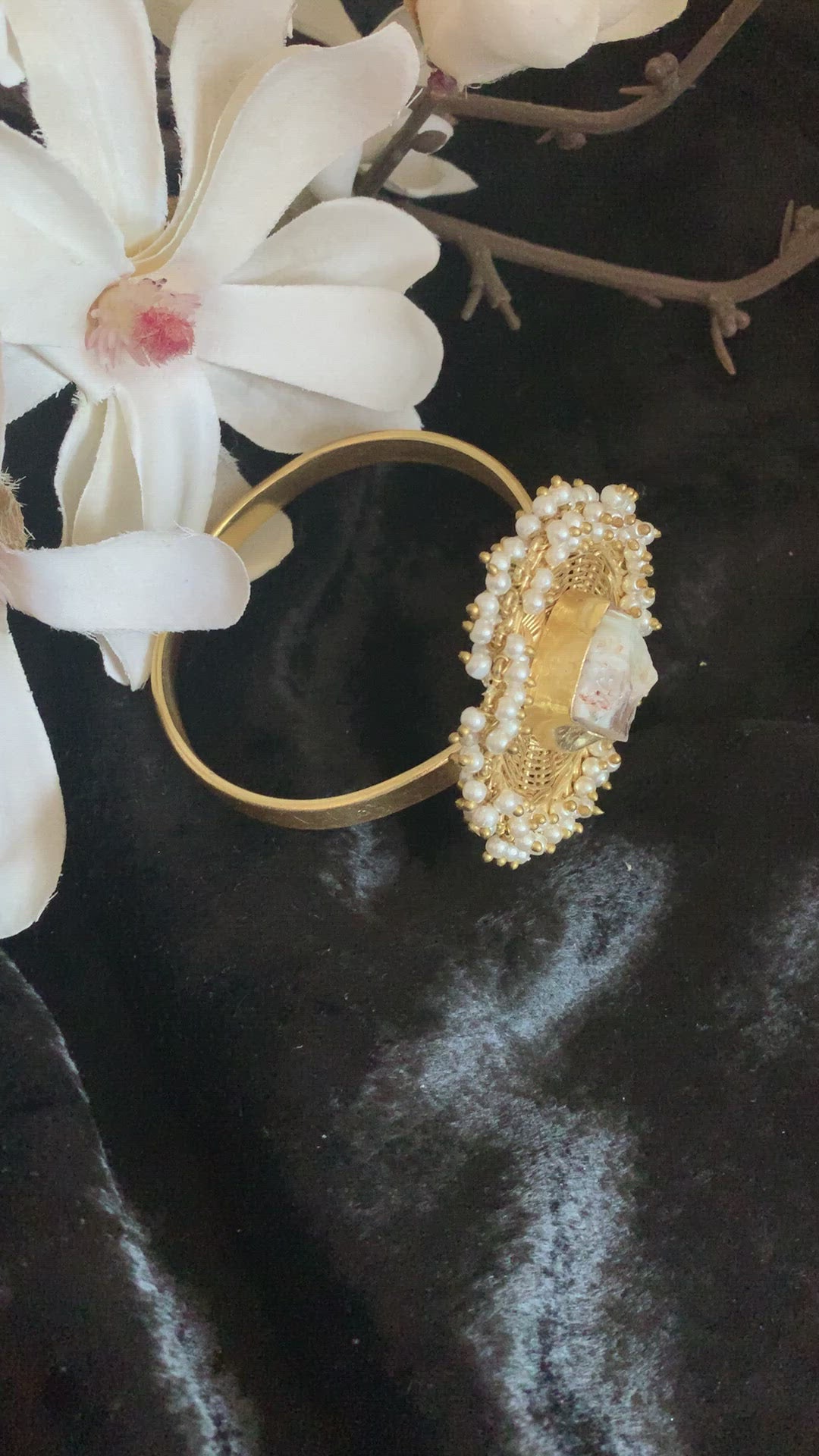 Gold Mesh Gemstone Cuff
