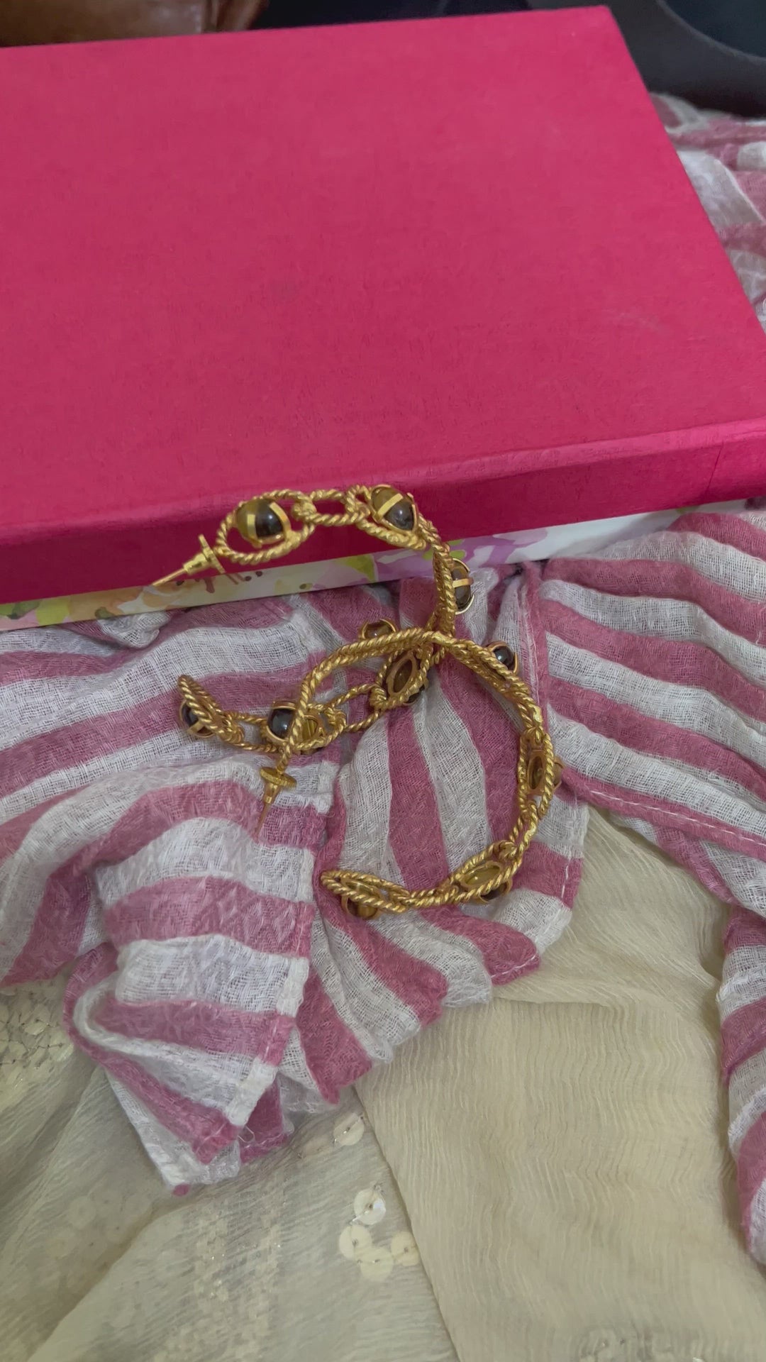 Tiger Eye Hoop Earrings