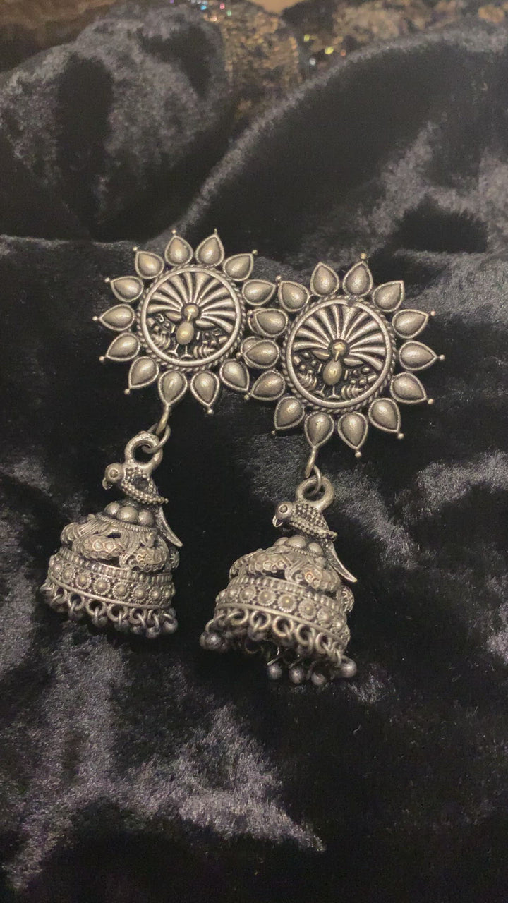 Floral Peacock Jhumkis
