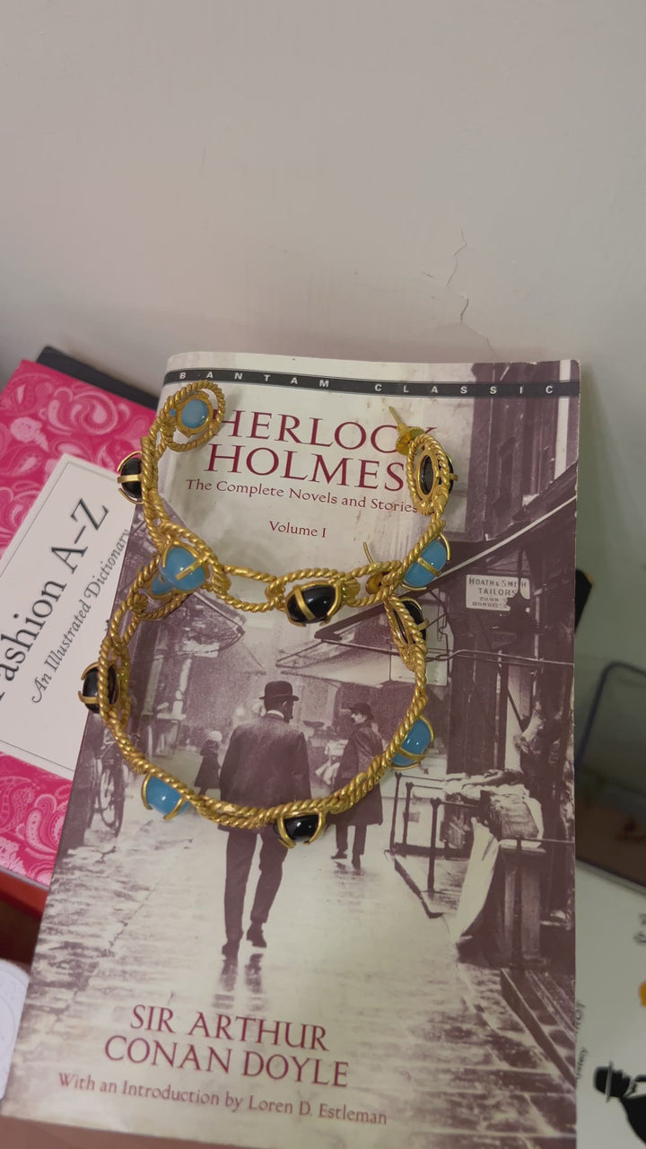 Designer Onyx and Chalcedony Hoops