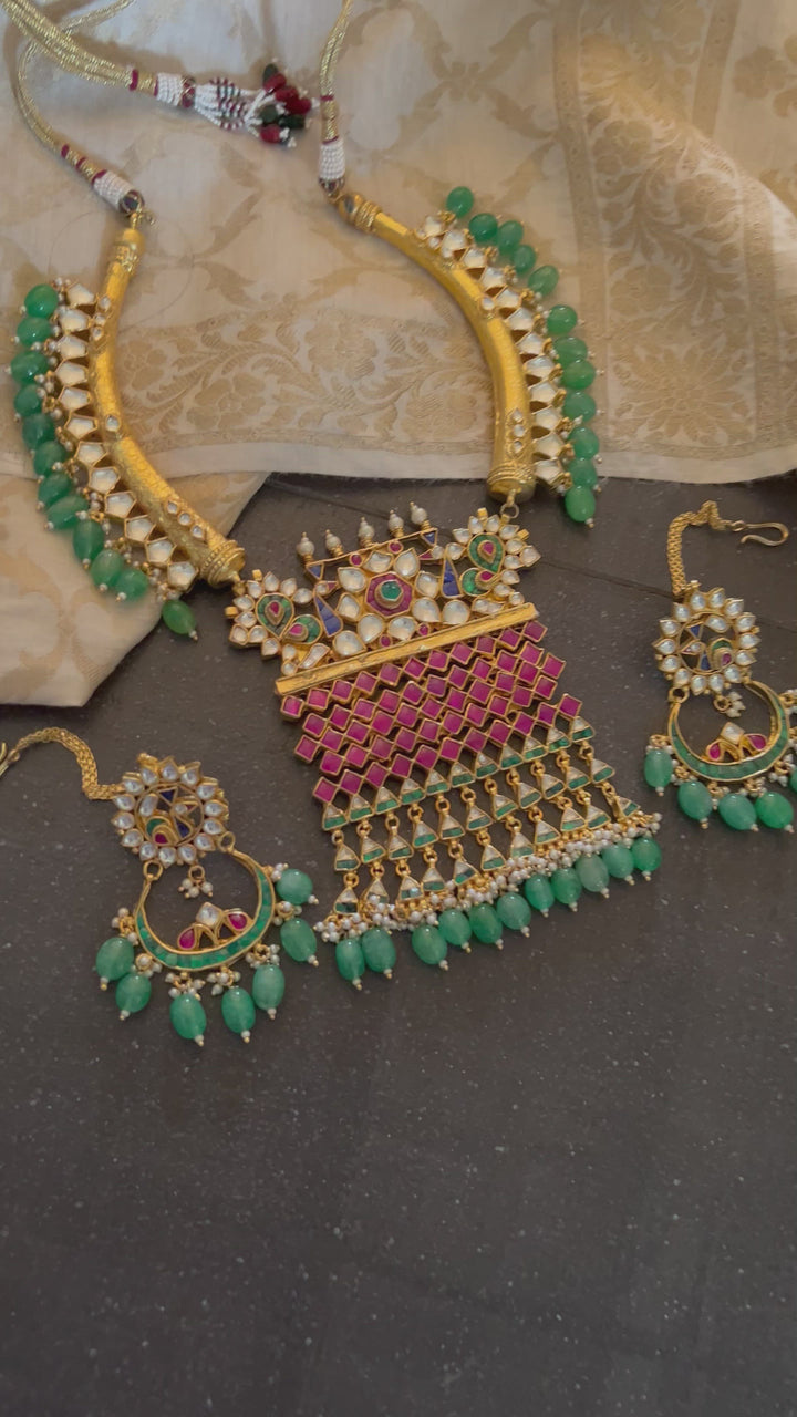 Royal Kundan Wedding Necklace with Earrings