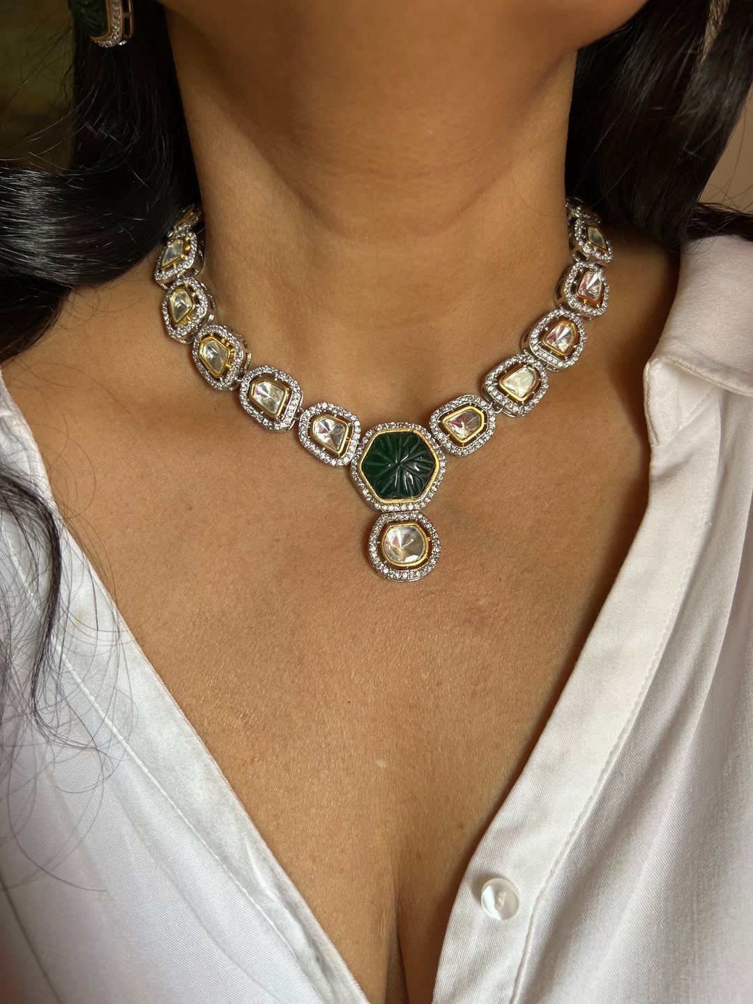 Victorian Kundan Necklace with Earrings