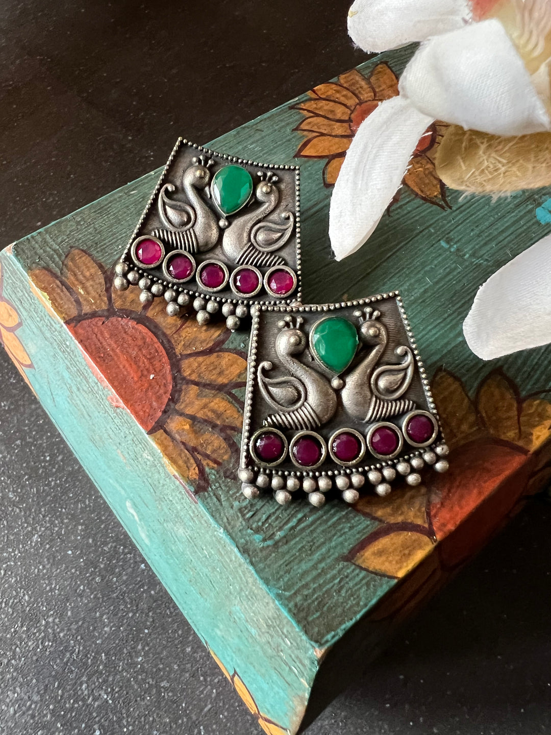 Antique Twin Peacock Earrings