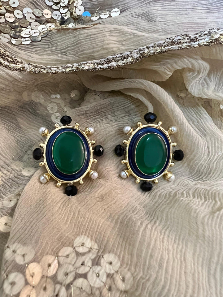Statement Pearl and Stone Studs - SHIVKA