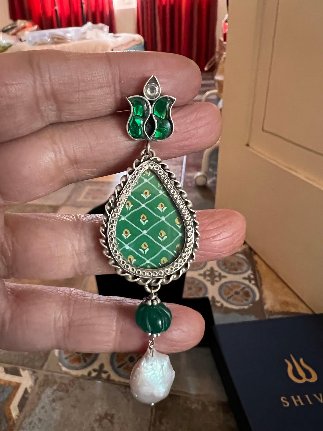 Statement Baroque and Onyx Pure 925 Silver Earrings - SHIVKA