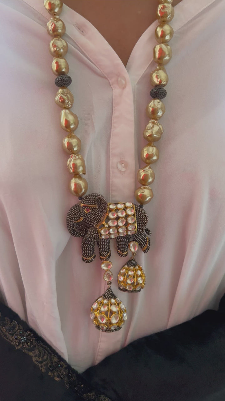 Baroque Necklace with Statement Earrings