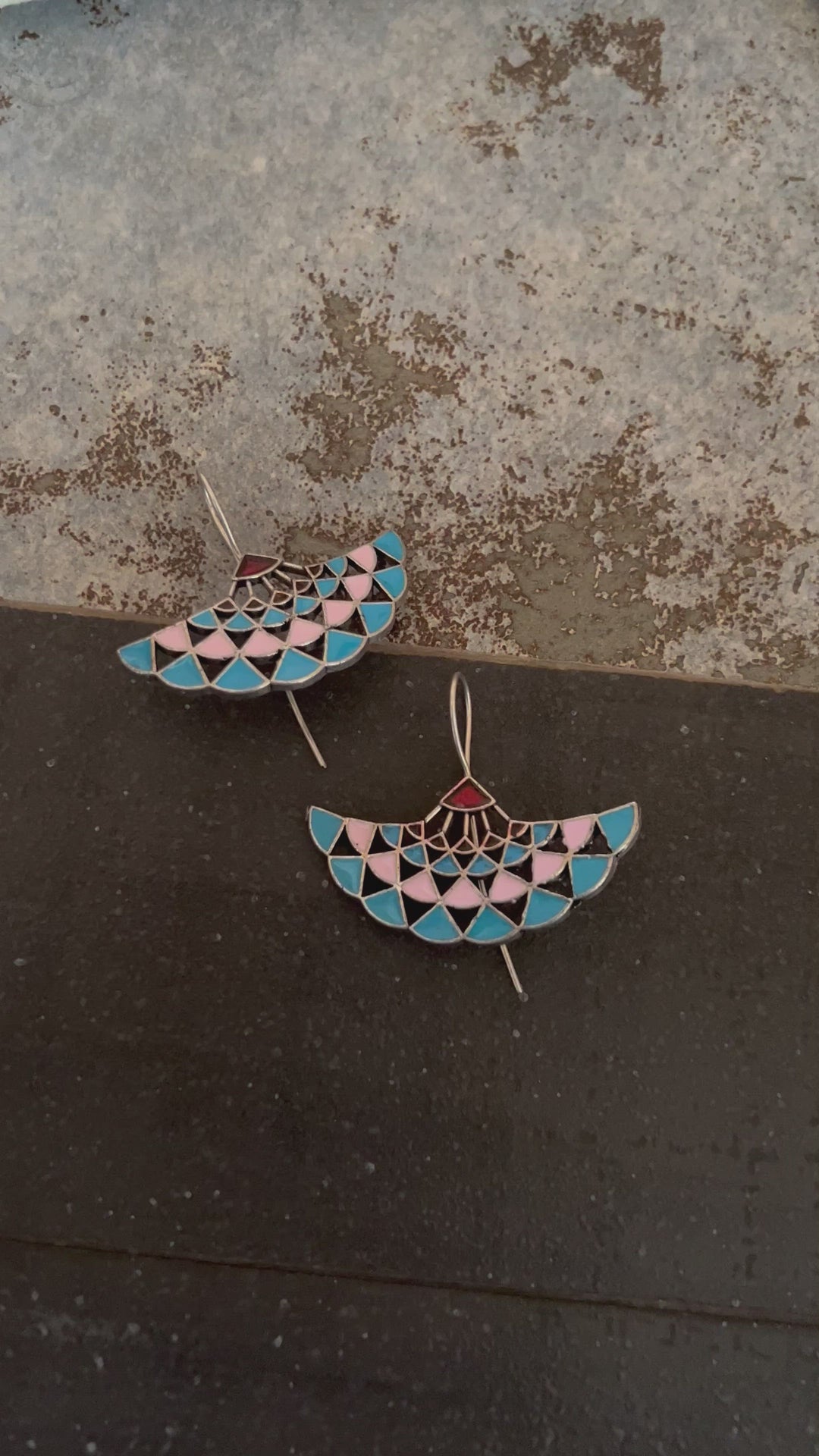 Enamelled Brass Earrings