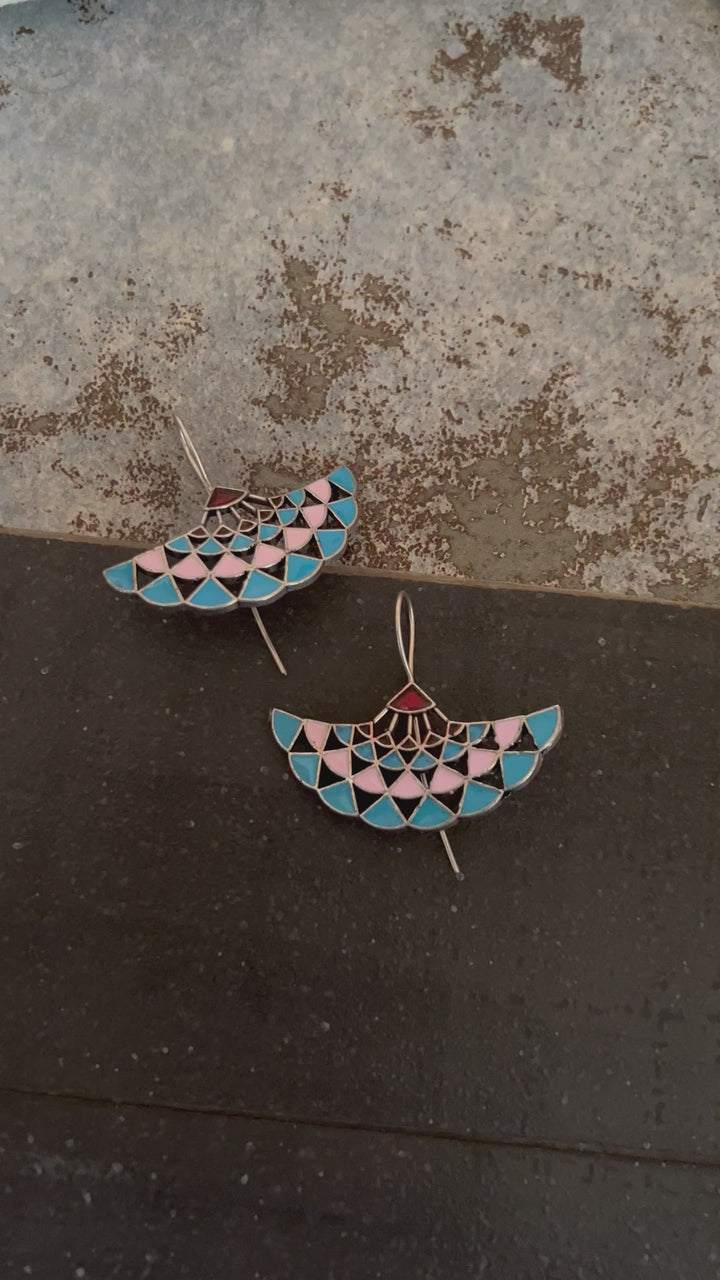 Enamelled Brass Earrings