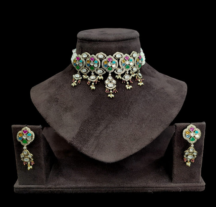 Pearls Choker with Statement Earrings