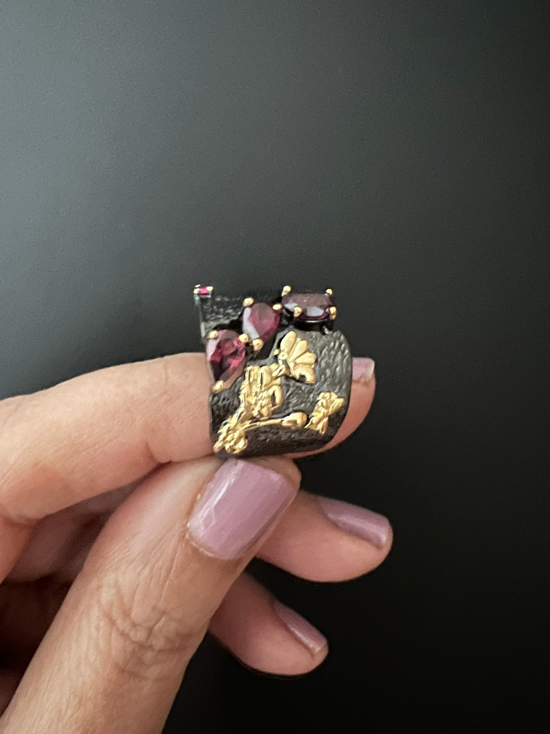 Designer Pure Silver Rhodolite Ring