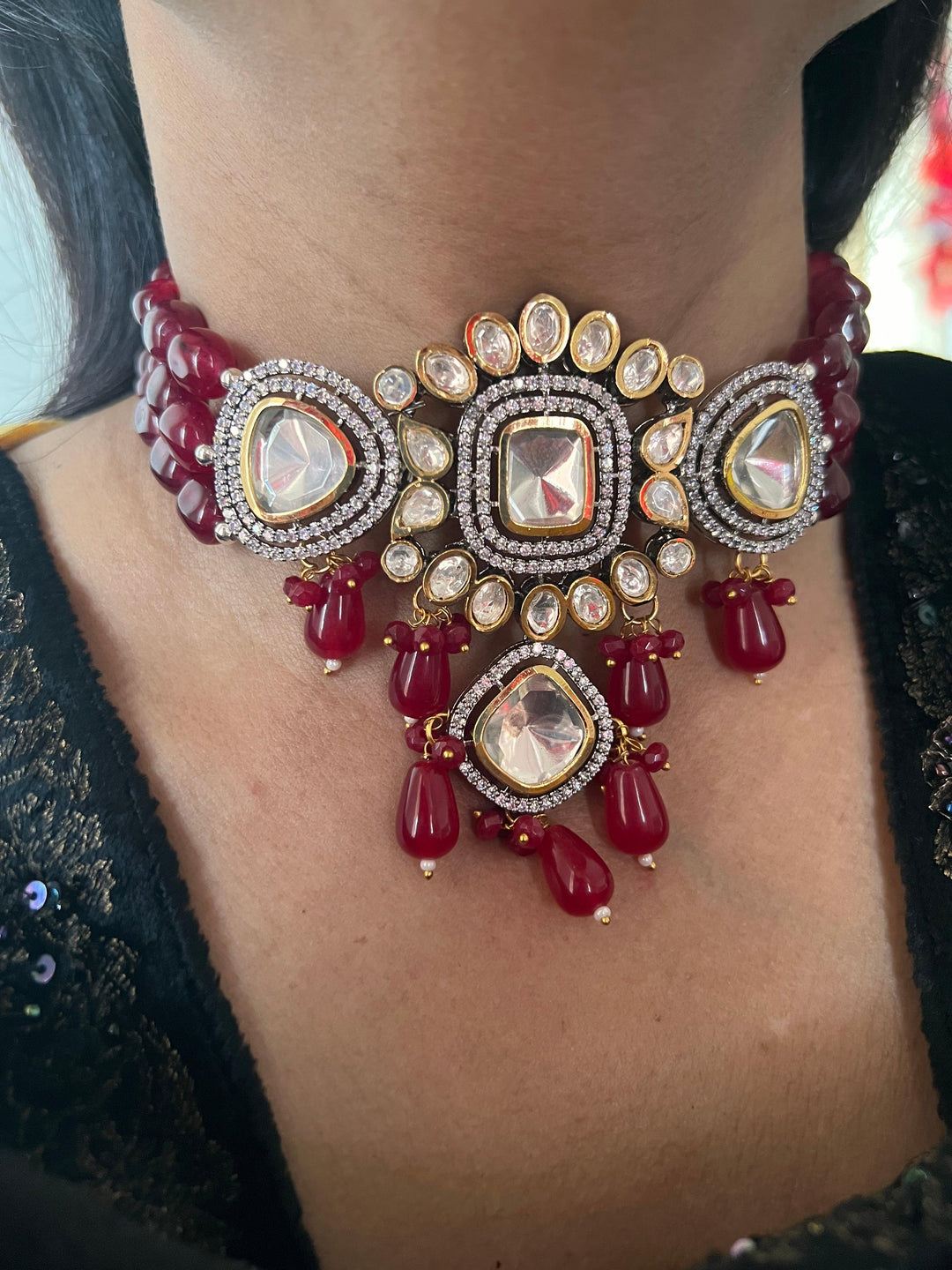 Kundan Choker with Statement Earrings - SHIVKA