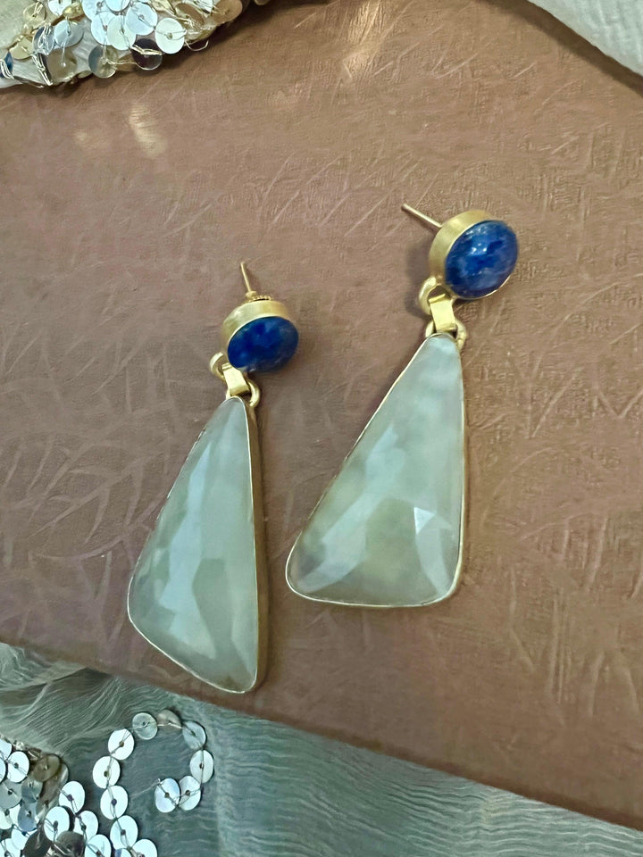 Lapis and Lemon Quartz Earrings - SHIVKA