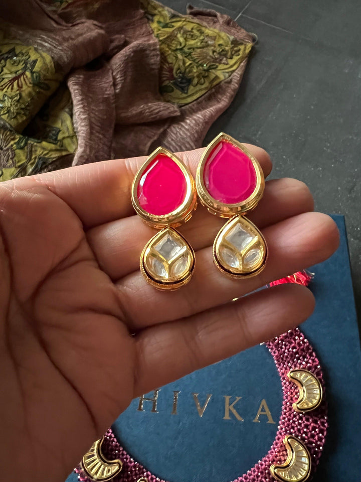 Statement Kundan Mesh Choker Necklace with Earrings - SHIVKA