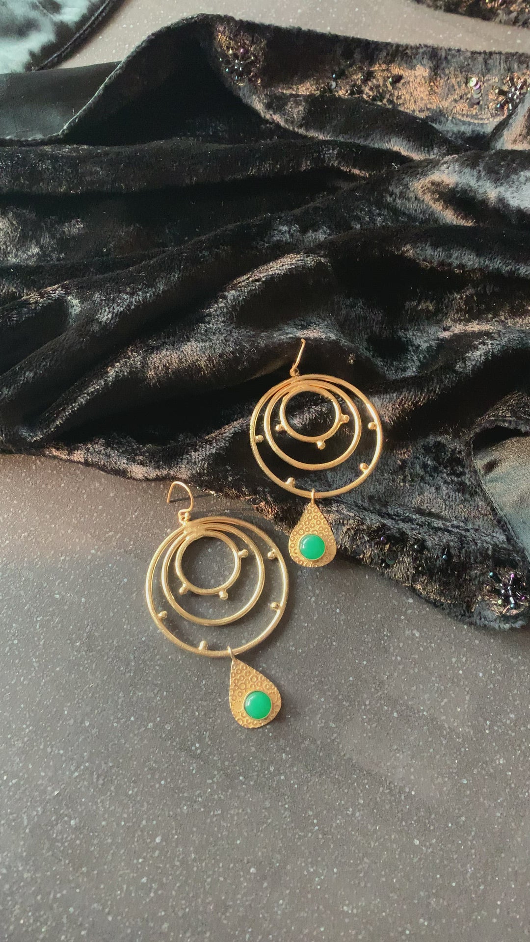 Statement Green and Gold Hoop Danglers