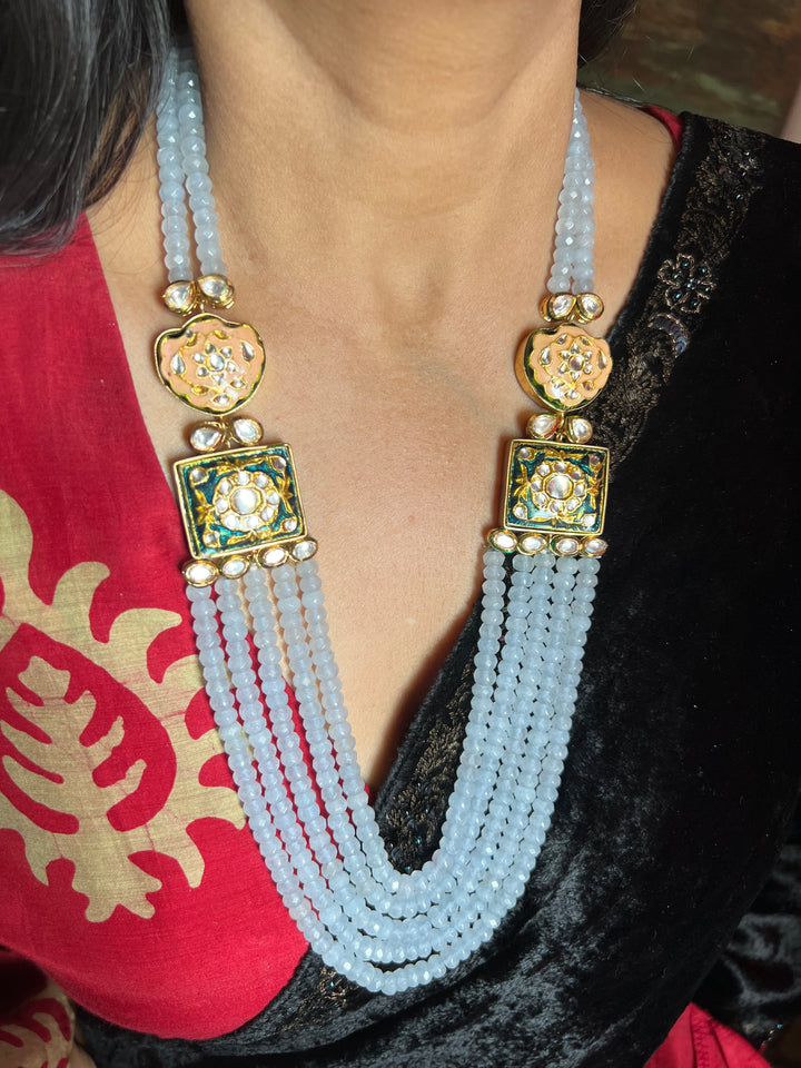 Calm Crystal Blue Beaded Necklace