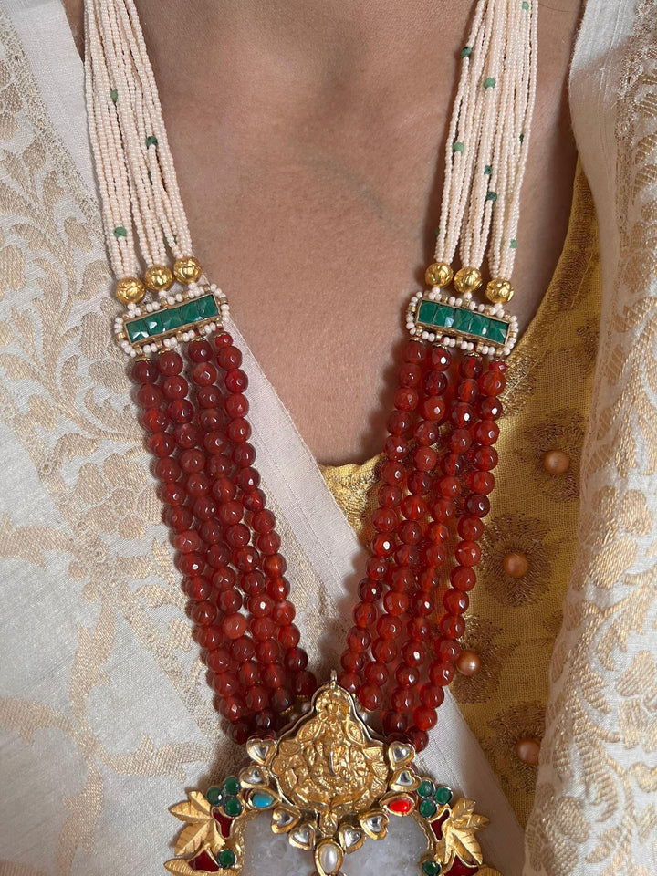 Statement Agate and Kundan Vintage Necklace - SHIVKA