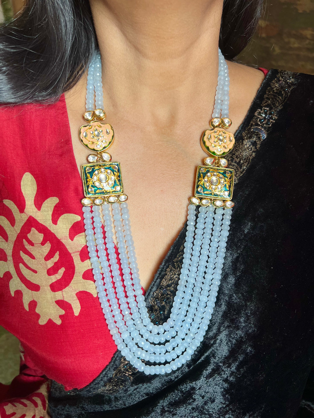 Calm Crystal Blue Beaded Necklace