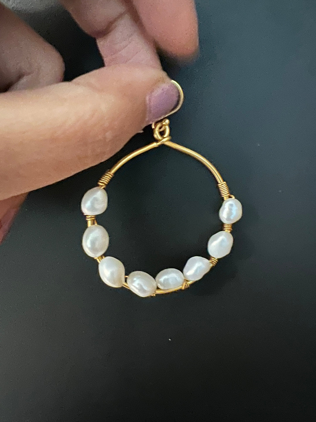 Classy Pearl Hoop Danglers