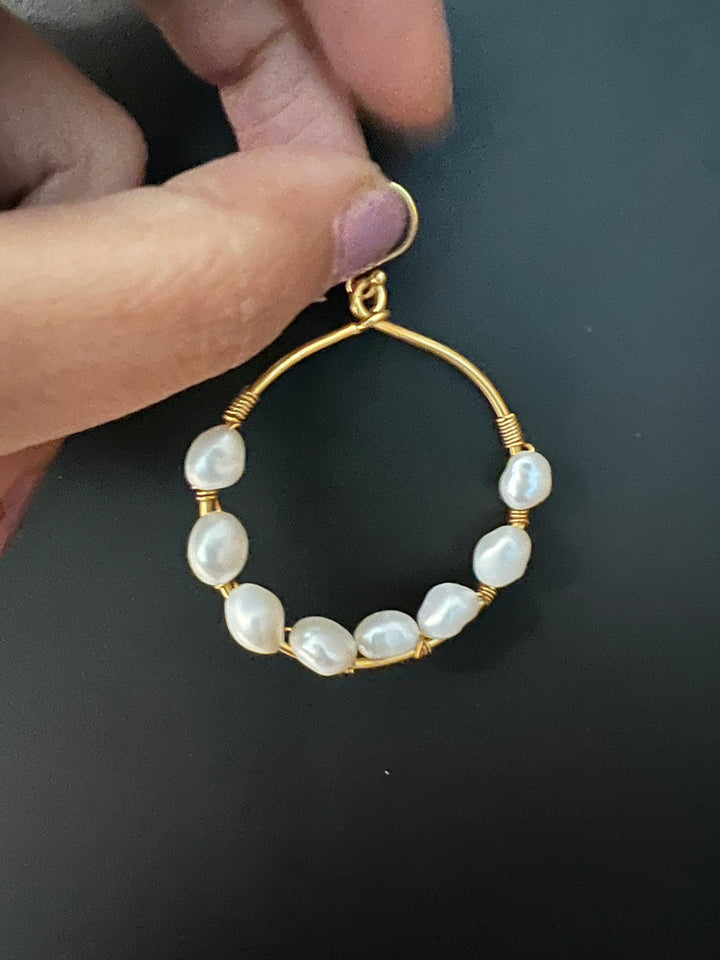Classy Pearl Hoop Danglers