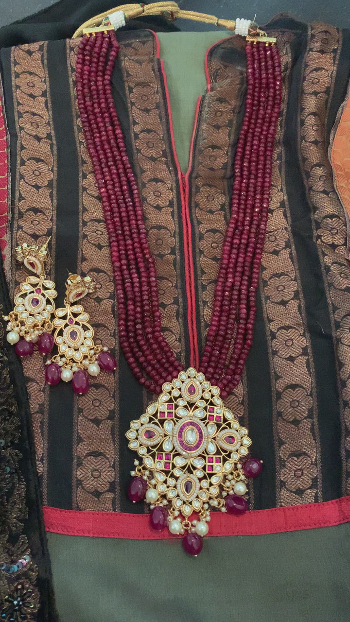 Ruby Pendant Necklace with Earrings