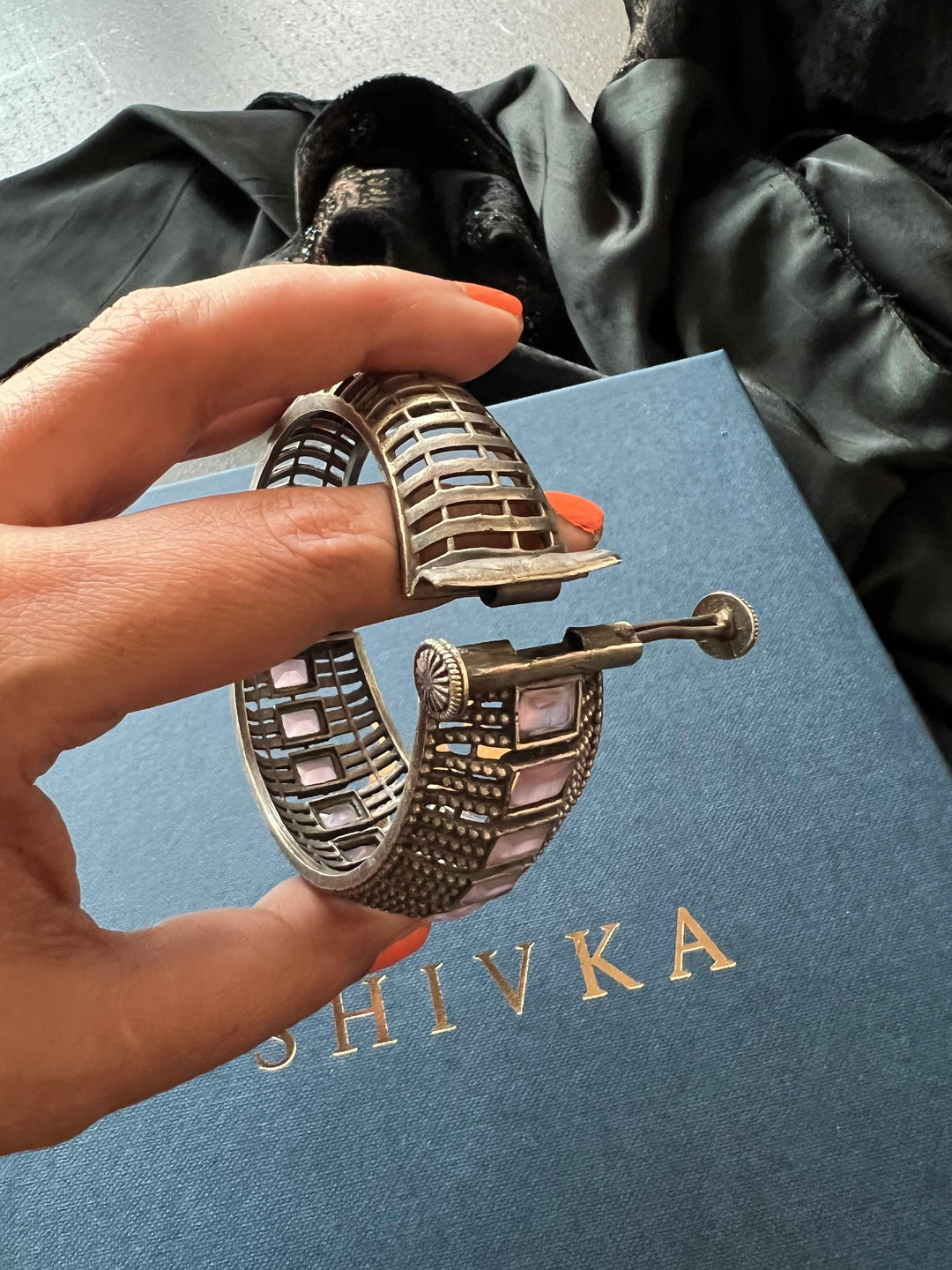 Statement Pink Stone Antique Kada/ Premium Quality Kada / Indian Bangle - SHIVKA