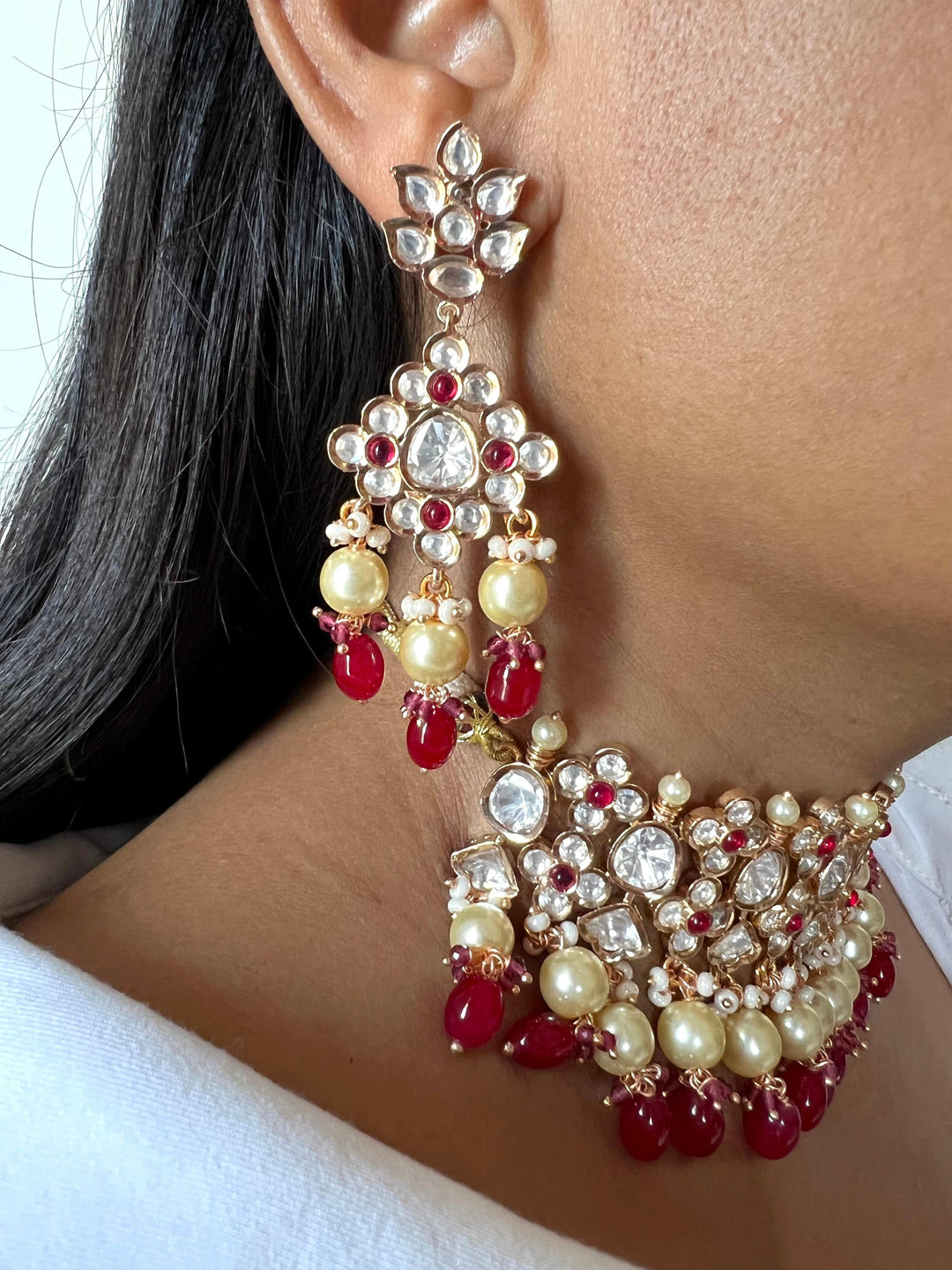 Scintillating Bridal Kundan Choker with Earrings and Maangtikka - SHIVKA