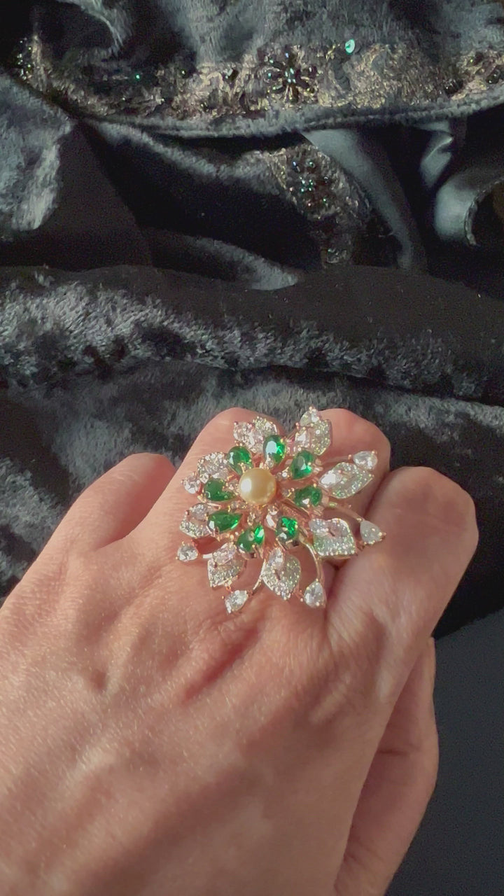 Statement Emerald Zirconia Ring