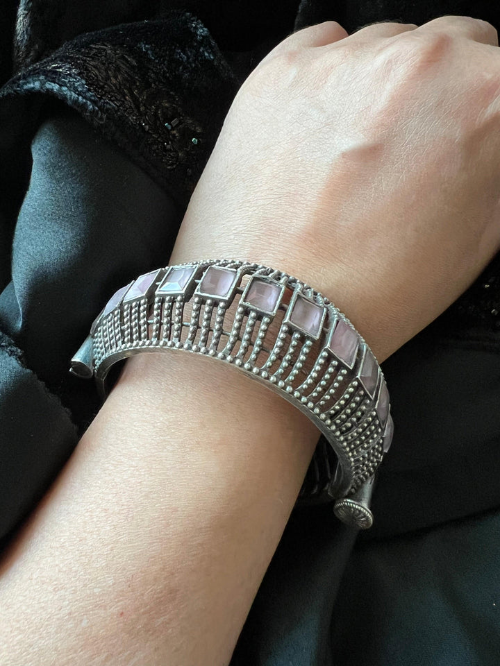 Statement Pink Stone Antique Kada/ Premium Quality Kada / Indian Bangle - SHIVKA